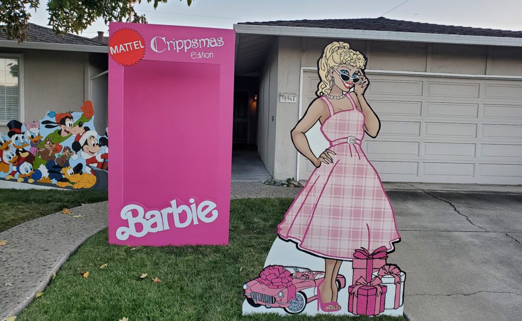 Crippsmas Place tries to stay up to date with trends, such as Barbie in 2023. Photo courtesy of Thomas Sharp