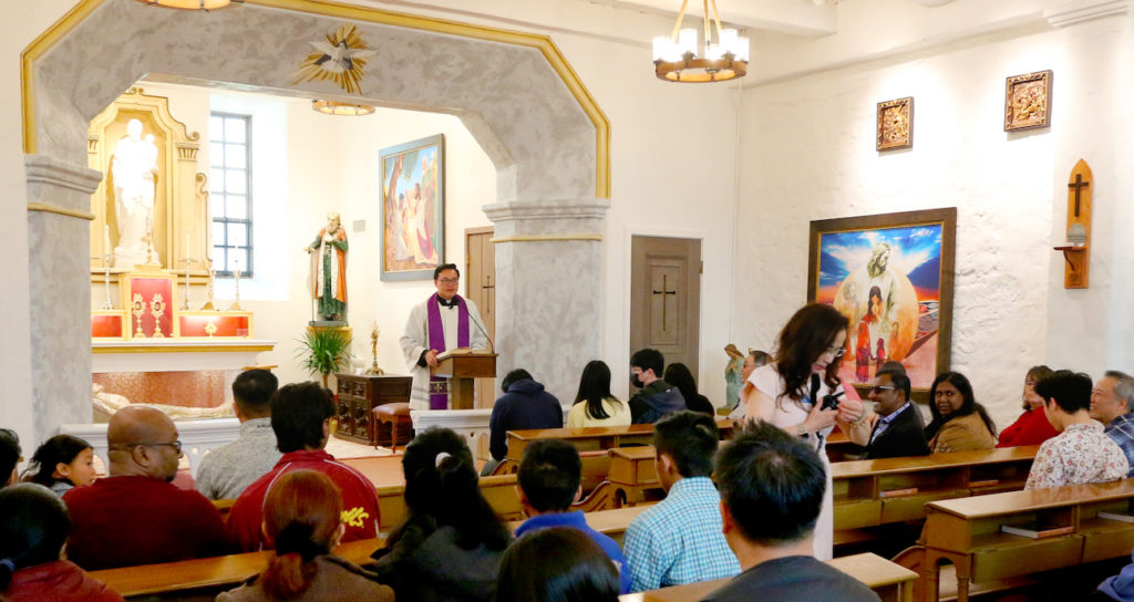 The new chapel used to be a screening room and storage area. Photo credit: Victor Carvellas