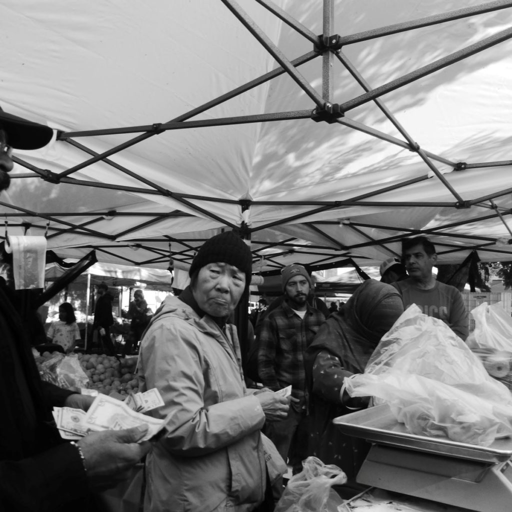 People shop, move through stalls and stand in line at the Irvington Farmers Market in Fremont. All photos by Andrew Cavette