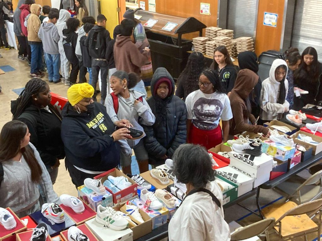 Over 500 Bay Area youths received shoes from the Pacific Commons DSW. Photo courtesy of Molly Blaisdell