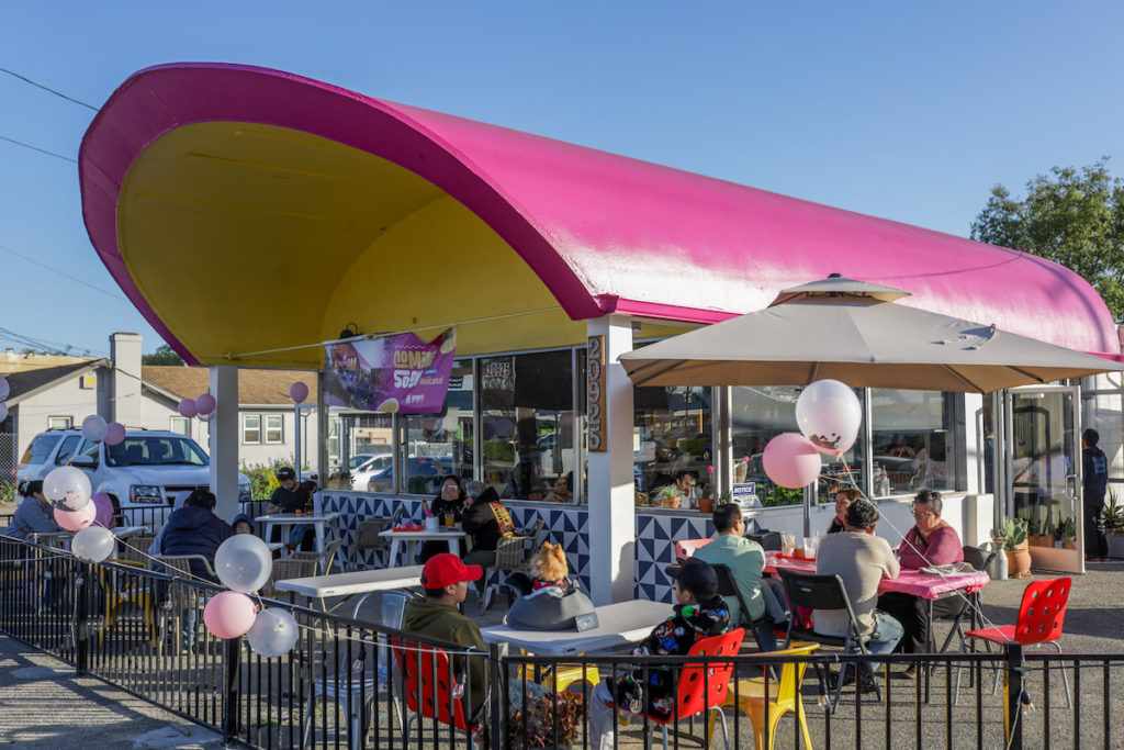 The roof of the new building, along much of the decor, sports an eye-catching rosa Mexicano pink. Panashe Matemba-Mutasa