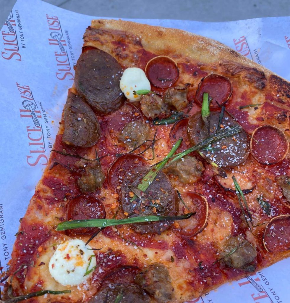 Slice House’s ‘Wiseguy’ has sausage, ricotta and green onion. Stephanie Uchida