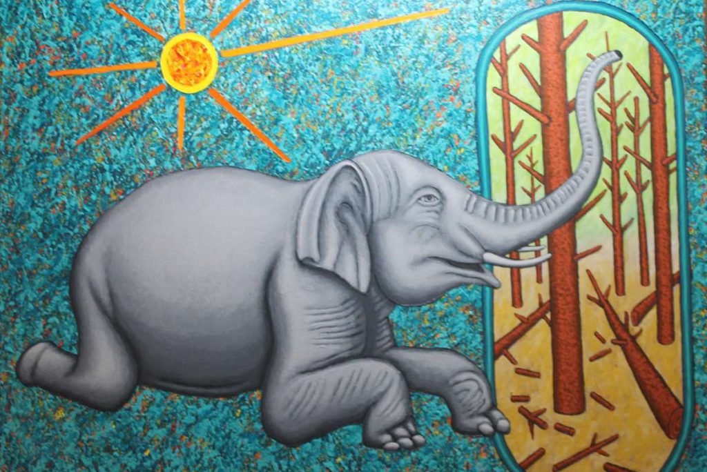 One could call climate change the ‘elephant in the room.’ Courtesy of Sun Gallery