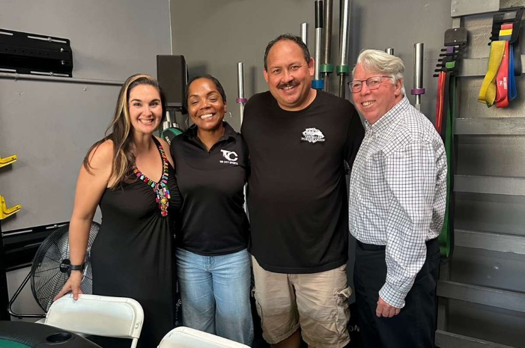 L to R: Newark Vice Mayor Eve Marie Little, Athletic Center executive director Tiffany Allen-Vargas, poker tournament director Billy Montesclaros and Newark Mayor Mike Hannon.
Courtesy of Eve Marie Little