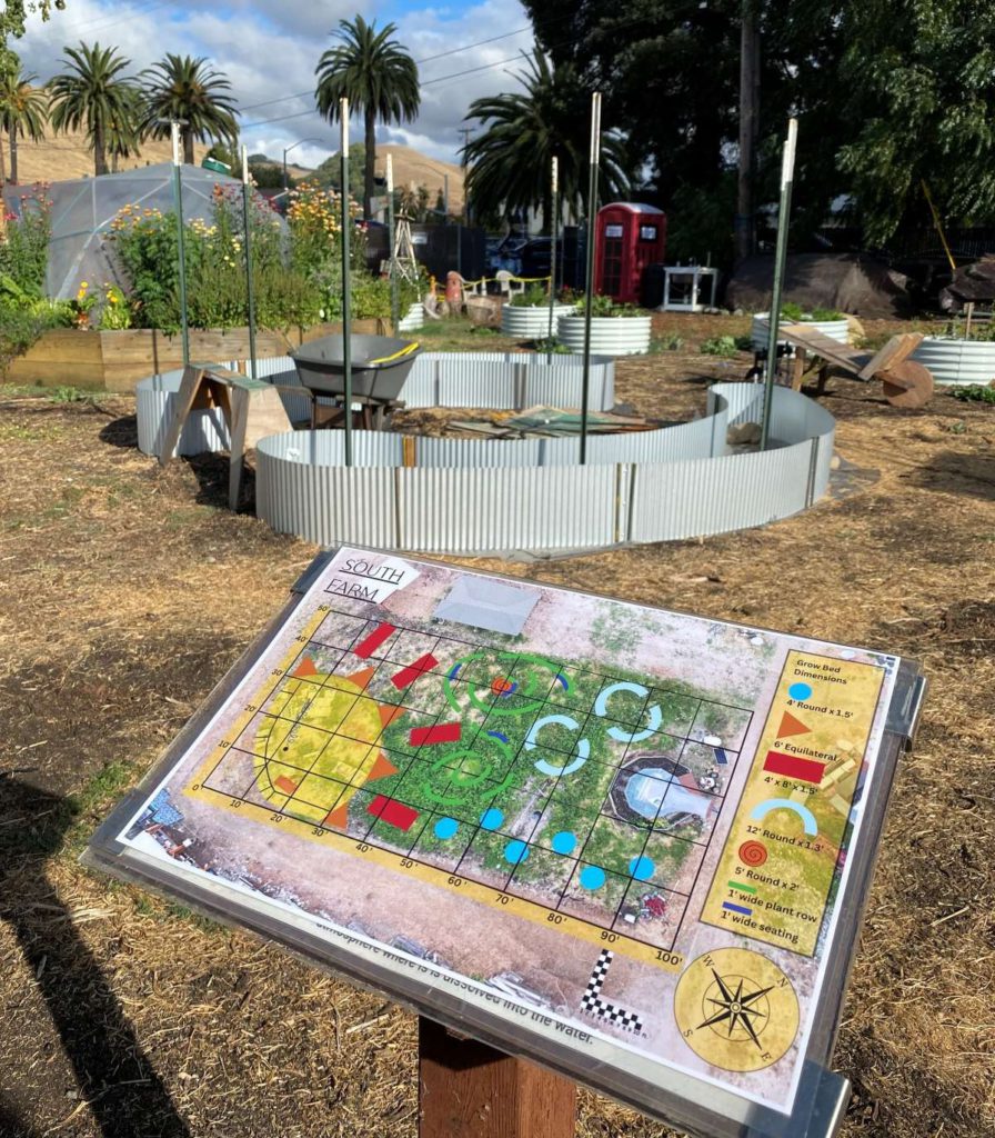 Beds in the education garden look like the sun, raindrops and wind. Stephanie Uchida