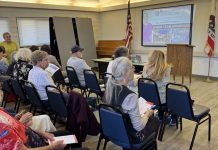 Senator Aisha Wahab hosts senior scams workshop Audience members wait for the Senior Scams presentation to start. Roelle Balan