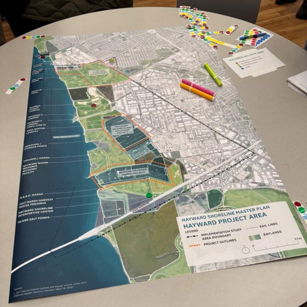 People were asked to mark where they had seen flooding on a map of the Hayward Shoreline.
Roelle Balan