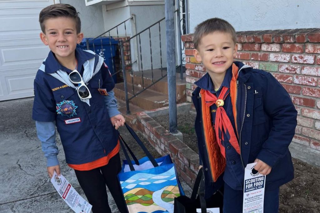 Scouts left door hangers on houses with instructions on houses, and a week later neighbors responded with donations. Photos courtesy of Eve Marie Little