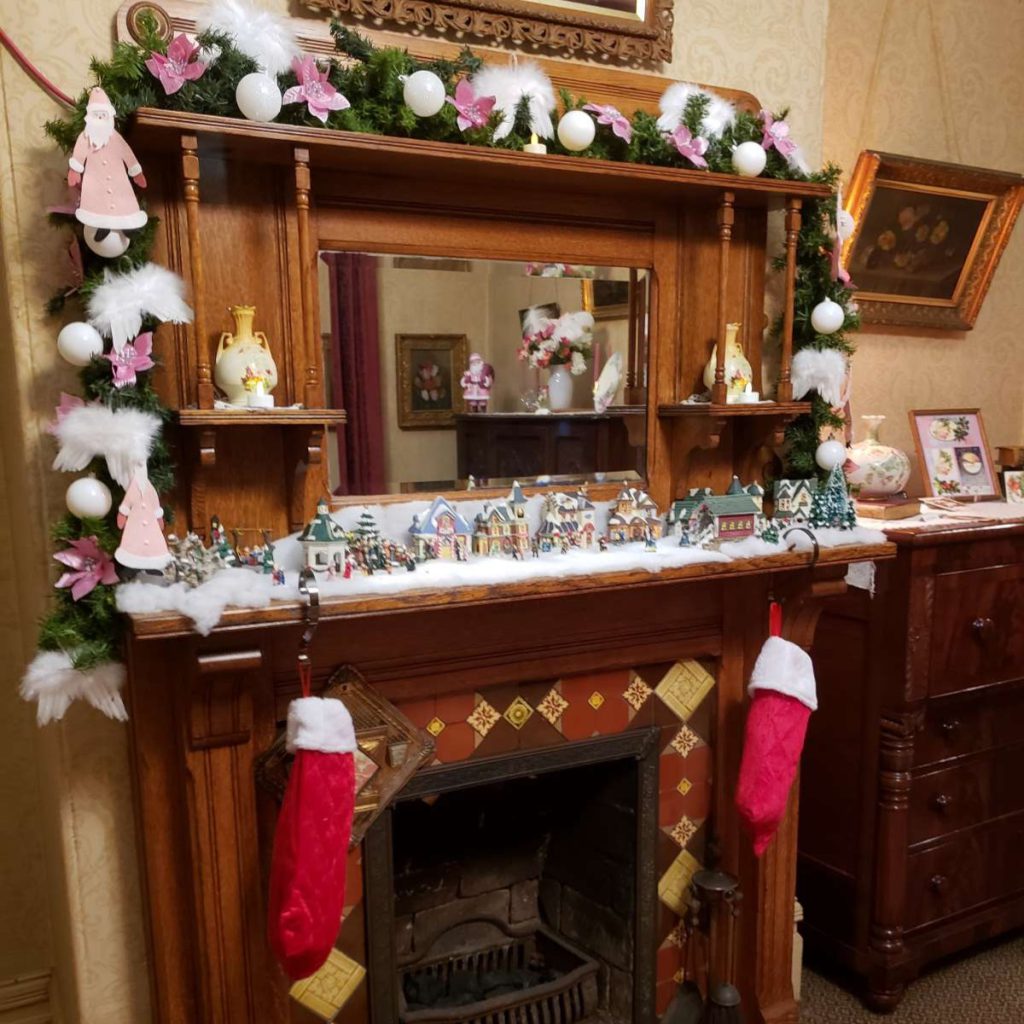 A tiny Christmas village sits on top of the mantle piece at McConaghy house.
Marcess Owings