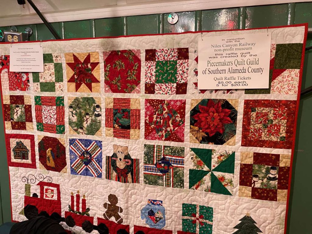 A Christmas-themed quilt by Piecemakers was up for raffle on the Niles Train of Lights.
Stephanie Uchida