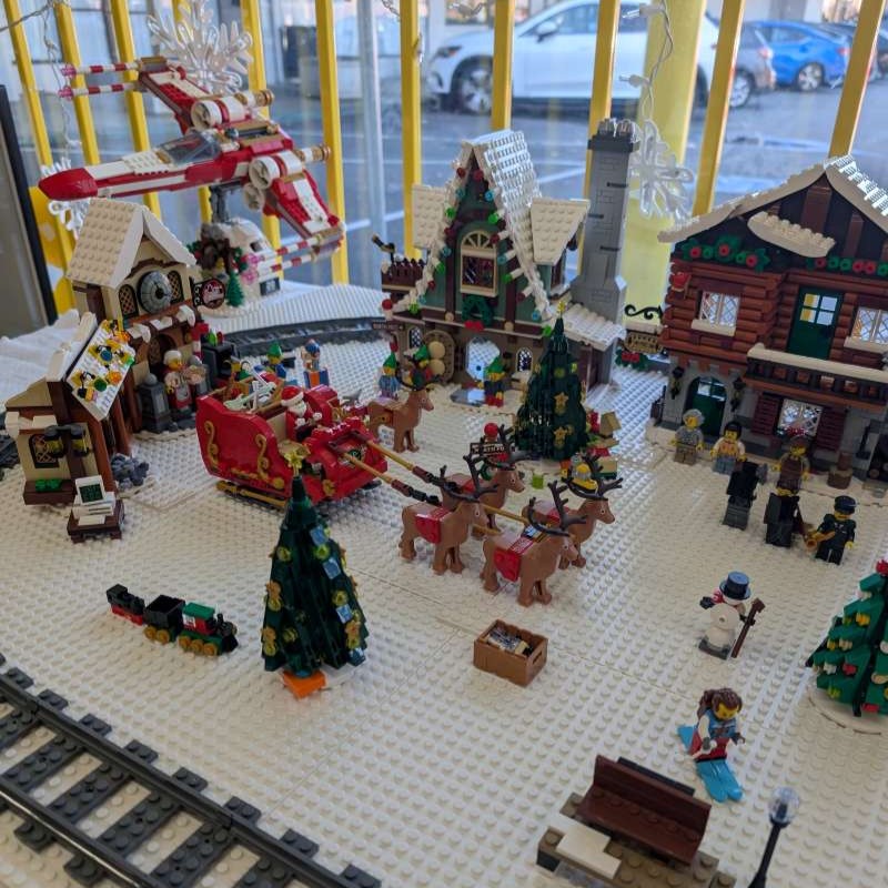 Circling the village is a LEGO train. Photos courtesy of Mike Marinakis