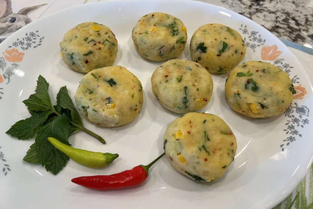 Flatten potato tikkis into equal size portions and rest in the fridge for an hour before shallow frying in oil.
Photos by Madhvika Singh