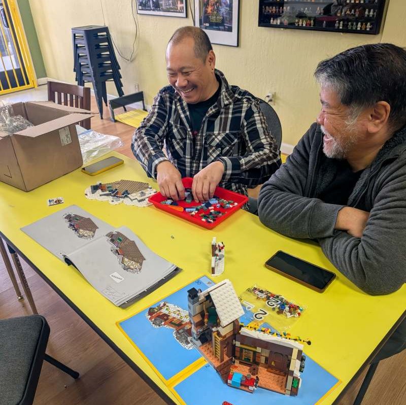 At a Nov. 26 community build, LEGO fans put together a new village from sets purchased to replace the stolen ones. Photos courtesy of Mike Marinakis