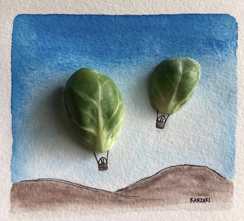 BRAIN FOOD In Julianne Kanzaki’s ‘Food For Thought: Simple Ways to Nourish Your Body and Soul’ watercolor drawings transform ordinary vegetables.
Julianne Kanzaki