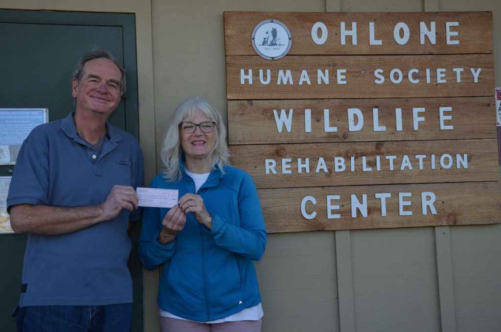 GREAT AND SMALL Ohlone Humane Society finds homes for domestic animals and rehabilitates wildlife. (Thomas Sharp presents a check to Mary Gorman.)
Photos courtesy of Thomas Sharp