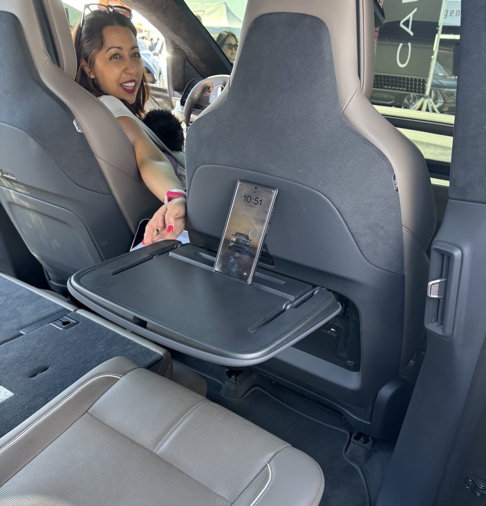 LUXURY TRAVEL Rear passengers of the Gravity are treated to first class airline style amenities like a versatile tray. Photos by Michael Coates