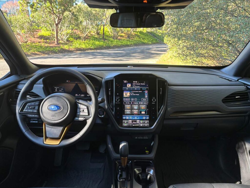 DRIVER’S SEAT The Forester Wilderness interior shares a common Subaru design with a tablet-like infotainment display in the center stack.
Photos by Michael Coates