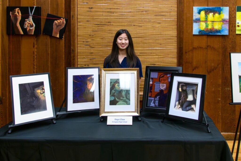 HOPE REALIZED Hope Chon from Irvington High School stands behind her award winning art.
Scott Capen