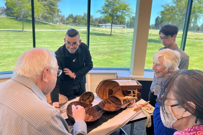 INTERWOVEN Vincent Medina and Louis Trevino presented baskets that have been in their community for generations. Amy Hakanson