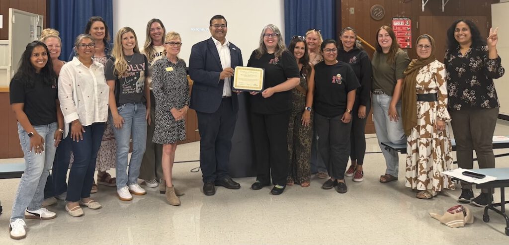 LOCAL HONOR Fremont Mayor Raj Salwan, Councilmember Kathy Kimberlin, Fremont Unified School District Trustee Sharon Coco presented a certificate of recognition to the Mattos Elementary PTA board for being a ‘School of Excellence.’ Also pictured is Mattos Elementary School principal Sherea Westra.
Astrid Scott