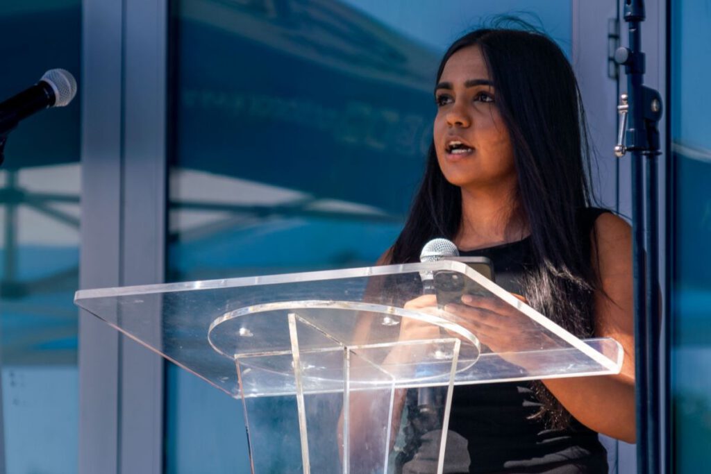 LIVE READING Kataria reads her work during the Youth Poet Laureate Awards Ceremony on Saturday, Aug. 8, at Castro Valley Library.
Courtesy of Krishita Kataria
